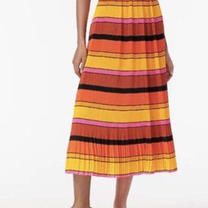 J Crew Pleated Stripe Midi Skirt | 6P | New Without Tags